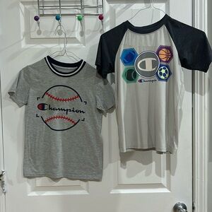 Champion Boys size 10/12 tee shirt era. Both in great condition